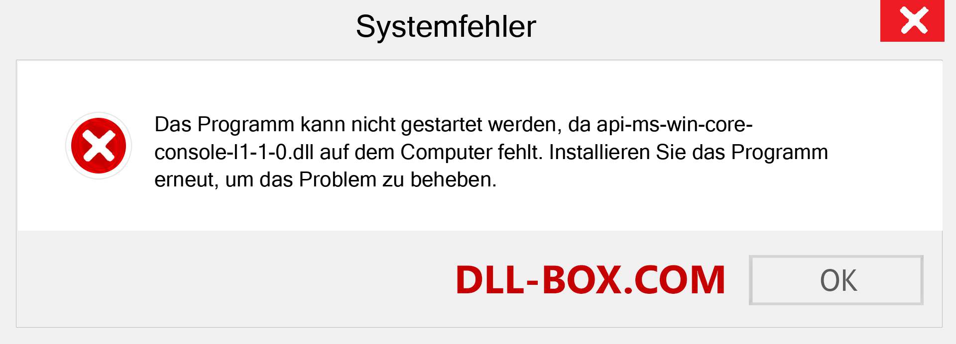 api-ms-win-core-console-l1-1-0.dll-Datei fehlt?. Download für Windows 7, 8, 10 - Fix api-ms-win-core-console-l1-1-0 dll Missing Error unter Windows, Fotos, Bildern