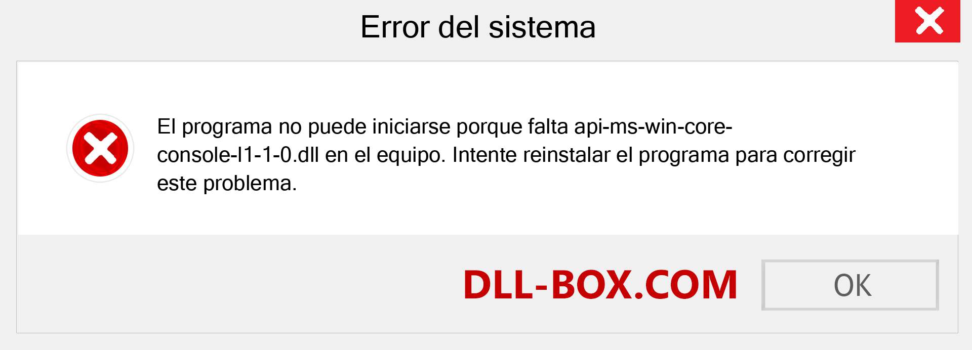 ¿Falta el archivo api-ms-win-core-console-l1-1-0.dll ?. Descargar para Windows 7, 8, 10 - Corregir api-ms-win-core-console-l1-1-0 dll Missing Error en Windows, fotos, imágenes