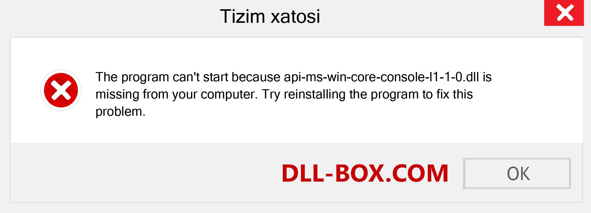 api-ms-win-core-console-l1-1-0.dll fayli yo'qolganmi?. Windows 7, 8, 10 uchun yuklab olish - Windowsda api-ms-win-core-console-l1-1-0 dll etishmayotgan xatoni tuzating, rasmlar, rasmlar